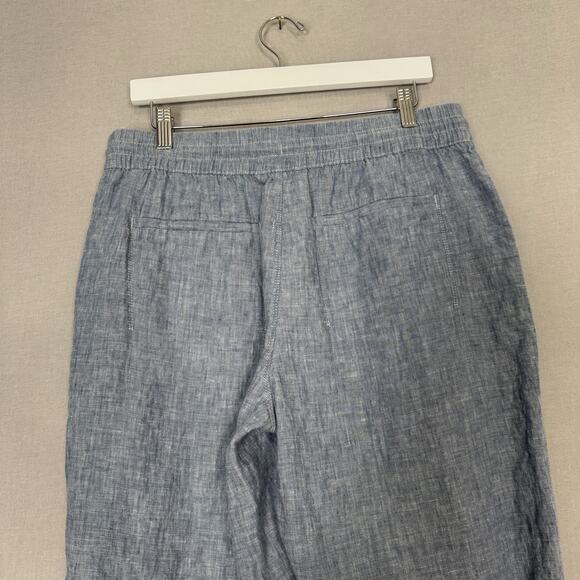 Athleta Retreat Linen Pants Womens 12 Petite Blue Jogger Beach Coastal Travel - Picture 6 of 13